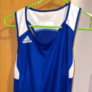 Blue and White Adidas Climate Control Tank